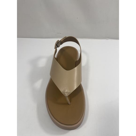 FitFlop F-Mode Shoes Womens Size 10 Beige Leather Flatform Thong Sandals New Box - Picture 8 of 14